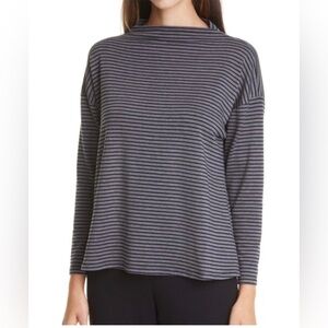 Eileen Fisher Stripe Funnel Neckline Top
